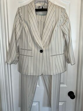Kasper Cream Pinstripe Two-Piece Women's Suit